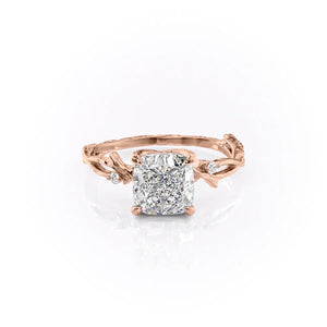 The Textured Twig Set With A 2.5 Carat Cushion Lab Diamond