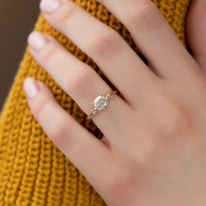 The Textured Twig Set With A 1.5 Carat Cushion Lab Diamond