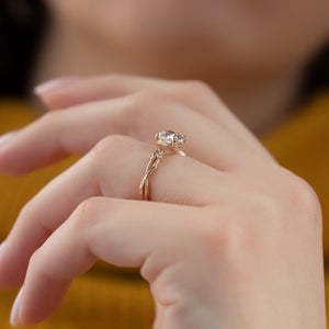 The Textured Twig Set With A 1.5 Carat Cushion Lab Diamond