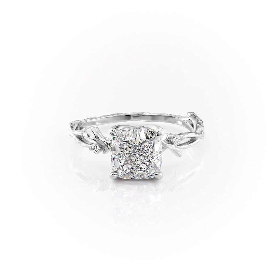The Textured Twig Set With A 1.5 Carat Cushion Lab Diamond