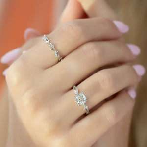 The Textured Twig Set With A 2 Carat Cushion Lab Diamond