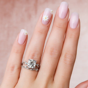 The Textured Twig Set With A Cushion Lab Diamond