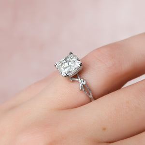 The Textured Twig Set With A Cushion Lab Diamond