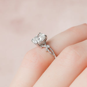 The Textured Twig Set With A Cushion Lab Diamond