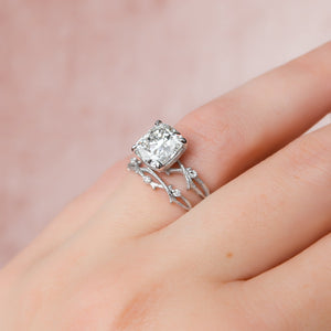 The Textured Twig Set With A Cushion Lab Diamond