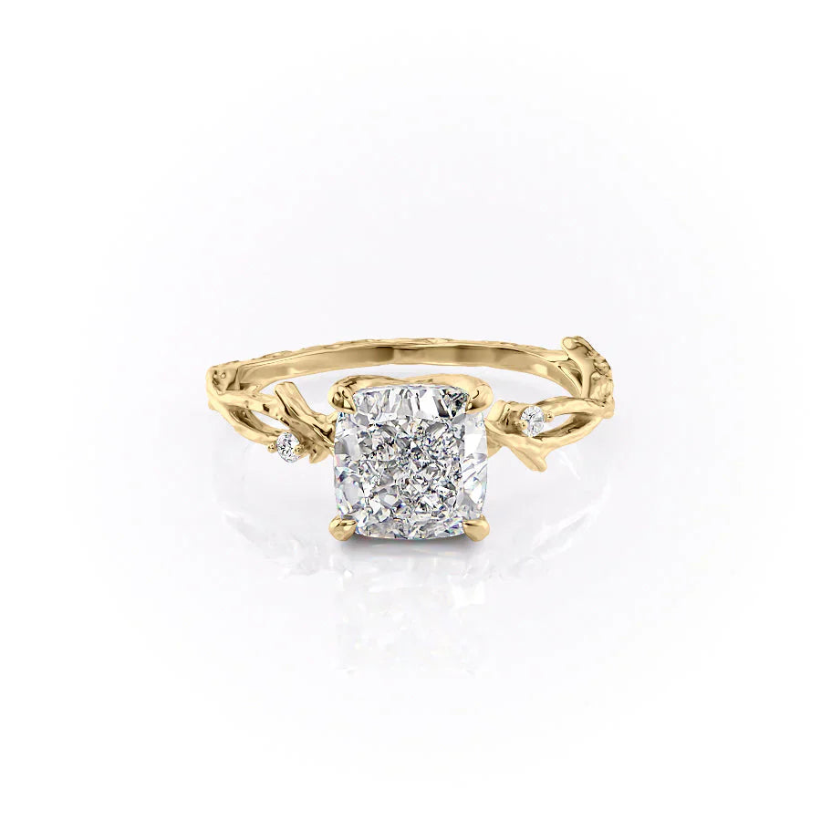 The Textured Twig Set With A 3 Carat Cushion Lab Diamond