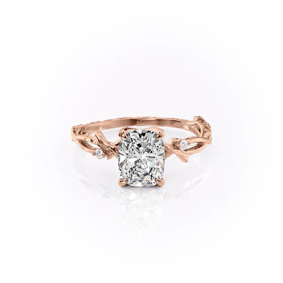 The Textured Twig Set With A 3 Carat Elongated Cushion Moissanite