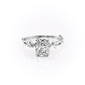 The Textured Twig Set With A 2 Carat Elongated Cushion Moissanite