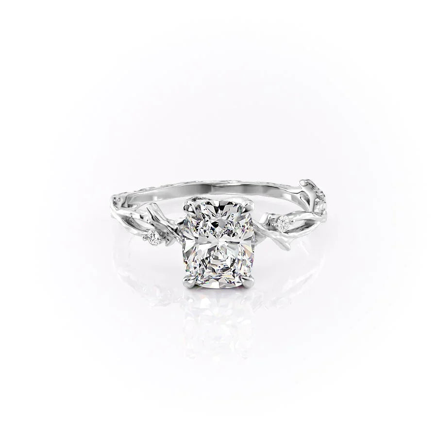 The Textured Twig Set With A 2.5 Carat Elongated Cushion Lab Diamond