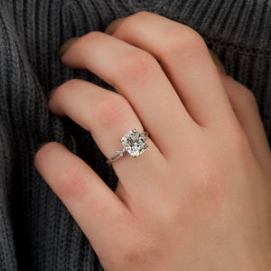 The Textured Twig Set With A 3 Carat Elongated Cushion Moissanite