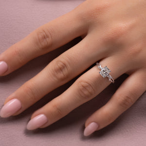 The Textured Twig Set With A 3 Carat Elongated Cushion Moissanite