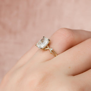 The Textured Twig Set With A 1 Carat Elongated Cushion Moissanite
