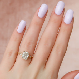 The Textured Twig Set With A 1 Carat Elongated Cushion Moissanite
