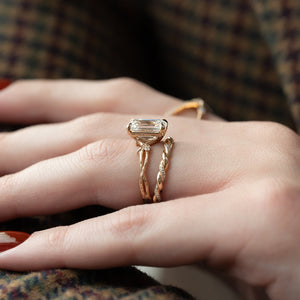 The Textured Twig Set With A Emerald Lab Diamond