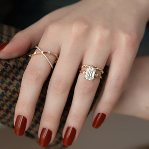 The Textured Twig Set With A 3 Carat Emerald Lab Diamond