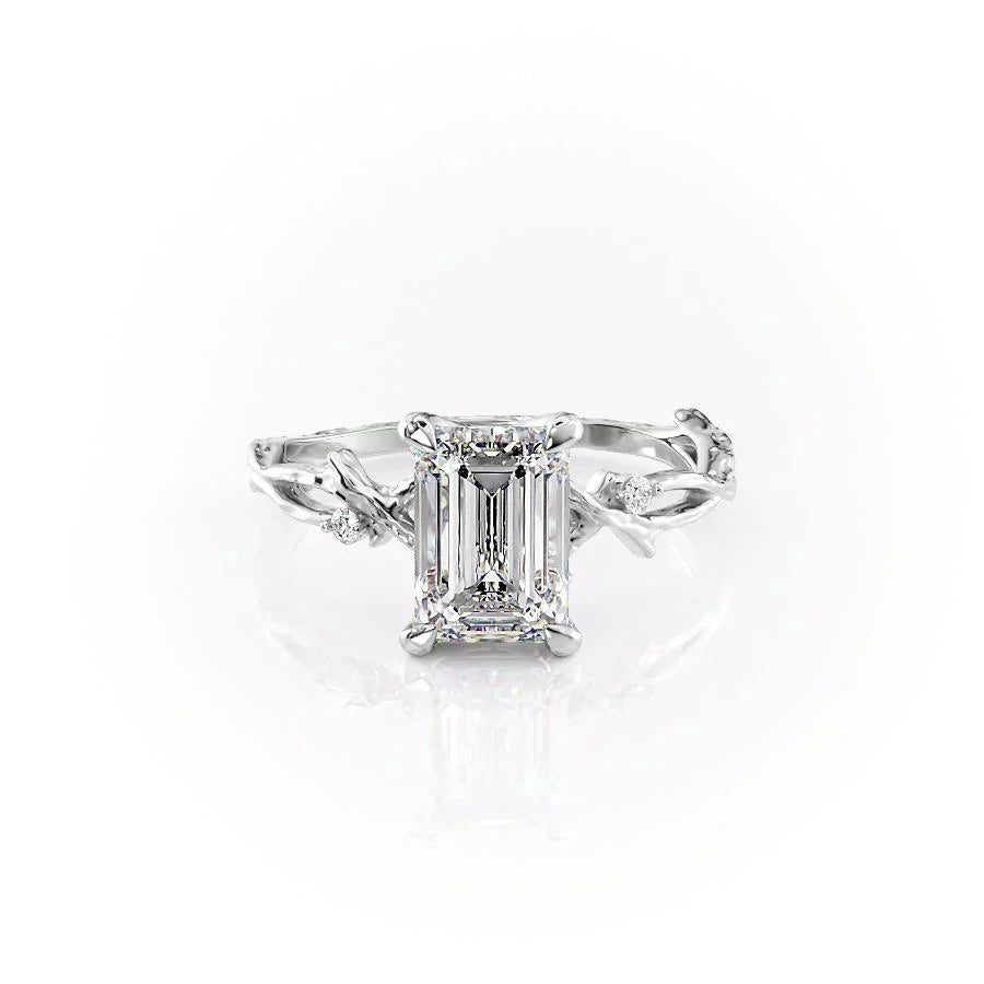 The Textured Twig Set With A 1.5 Carat Emerald Lab Diamond