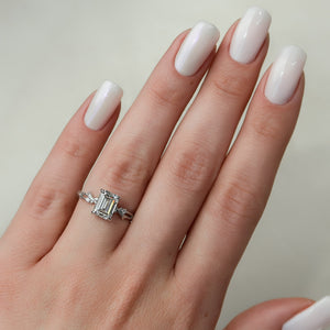 The Textured Twig Set With A 2.5 Carat Emerald Lab Diamond