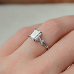The Textured Twig Set With A 2.5 Carat Emerald Lab Diamond