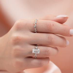 The Textured Twig Set With A 2.5 Carat Emerald Lab Diamond