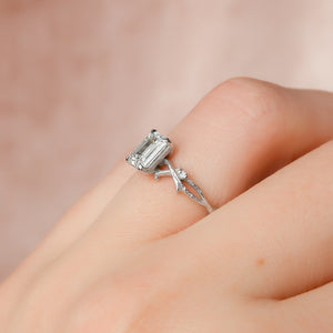 The Textured Twig Set With A 2.5 Carat Emerald Lab Diamond