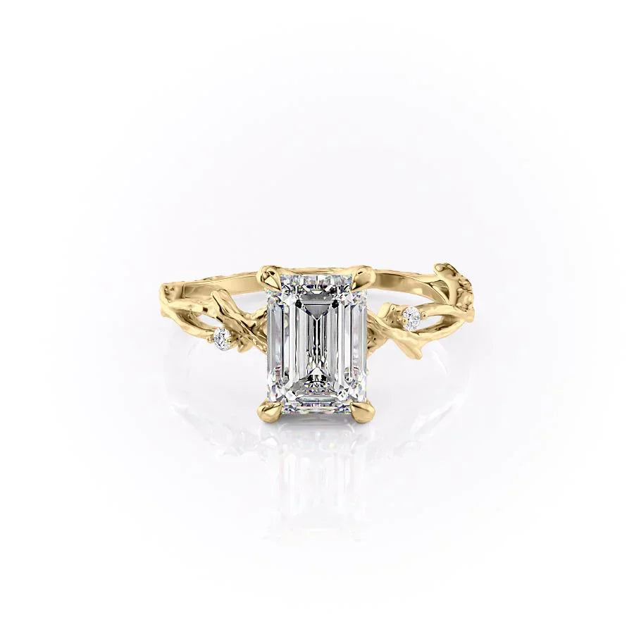 The Textured Twig Set With A 2 Carat Emerald Moissanite