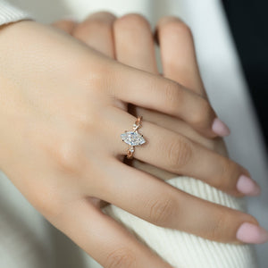 The Textured Twig Set With A 1 Carat Marquise Lab Diamond