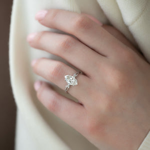 The Textured Twig Set With A 2.5 Carat Marquise Lab Diamond