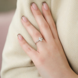 The Textured Twig Set With A 2.5 Carat Marquise Lab Diamond