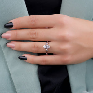The Textured Twig Set With A 2.5 Carat Marquise Lab Diamond