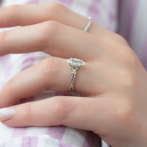 The Textured Twig Set With A 2.5 Carat Marquise Lab Diamond