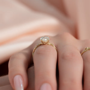 The Textured Twig Set With A 1.5 Carat Marquise Lab Diamond