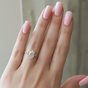 The Textured Twig Set With A 2 Carat Oval Lab Diamond
