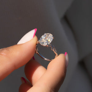 The Textured Twig Set With A 3 Carat Oval Lab Diamond