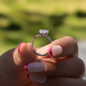 The Textured Twig Set With A 3 Carat Oval Lab Diamond