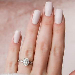 The Textured Twig Set With A 3 Carat Oval Lab Diamond