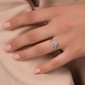 The Textured Twig Set With A 3 Carat Oval Lab Diamond