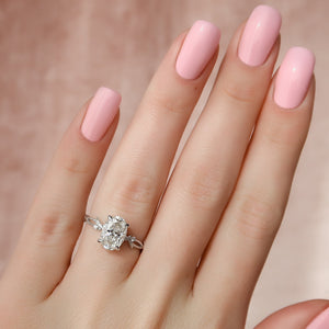 The Textured Twig Set With A 3 Carat Oval Lab Diamond