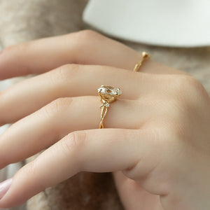 The Textured Twig Set With A 3 Carat Oval Lab Diamond