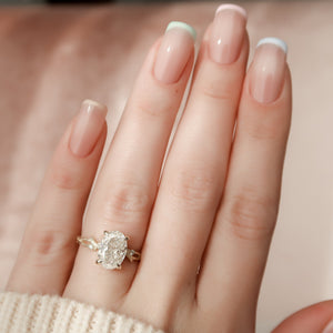 The Textured Twig Set With A 3 Carat Oval Lab Diamond