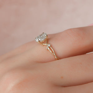 The Textured Twig Set With A 3 Carat Oval Lab Diamond