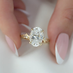 The Textured Twig Set With A 3 Carat Oval Lab Diamond