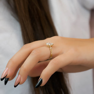 The Textured Twig Set With A 3 Carat Oval Lab Diamond