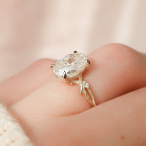 The Textured Twig Set With A 3 Carat Oval Lab Diamond