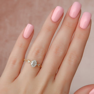 The Textured Twig Set With A 3 Carat Oval Lab Diamond