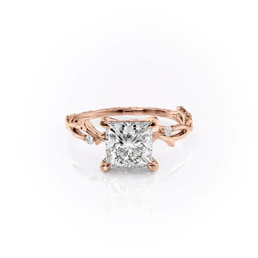 The Textured Twig Set With A 5 Carat Princess Moissanite