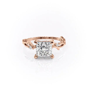The Textured Twig Set With A 2.5 Carat Princess Lab Diamond