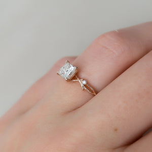 The Textured Twig Set With A 2.5 Carat Princess Lab Diamond