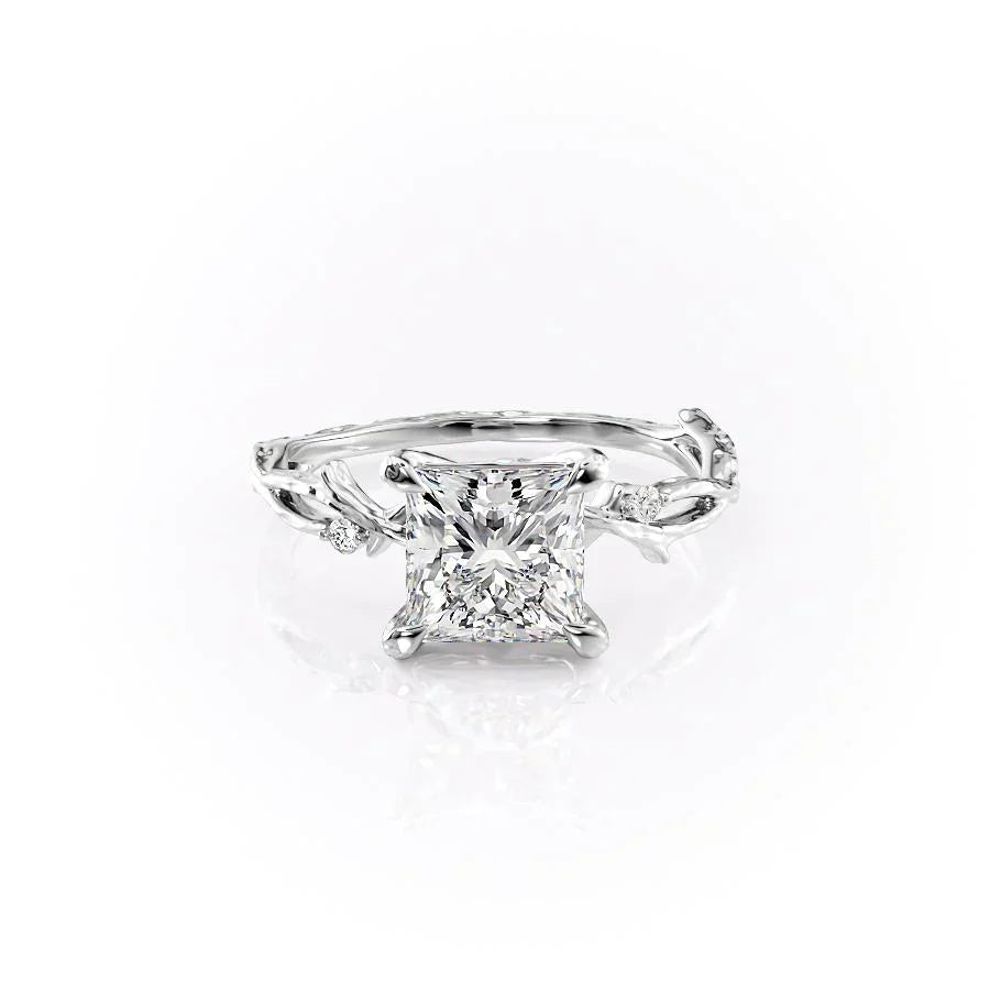 The Textured Twig Set With A 1 Carat Princess Moissanite
