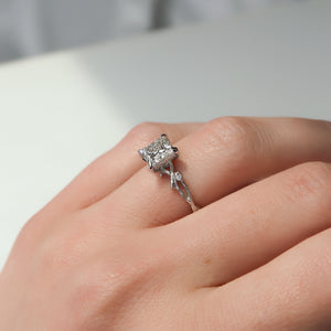 The Textured Twig Set With A 3 Carat Princess Lab Diamond