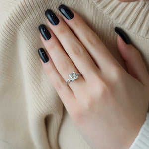 The Textured Twig Set With A 3 Carat Princess Lab Diamond
